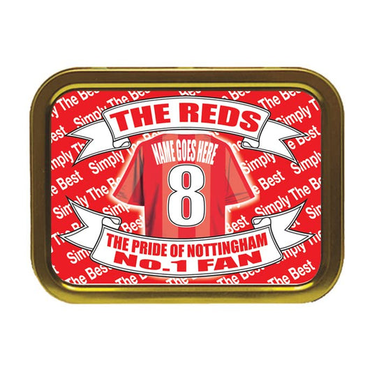Notts Forest Personalised Football Shirt Tobacco Storage Tin & Products Gift Present