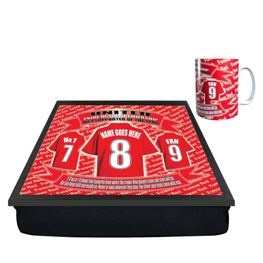Manchester Reds Personalised Football Shirt Lap Tray And Mug Gift Set