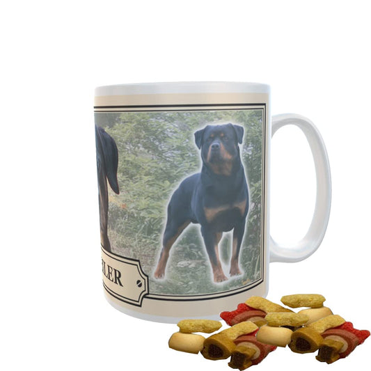 Rottweiler Dog Breed Mug Gift with Dog Treats