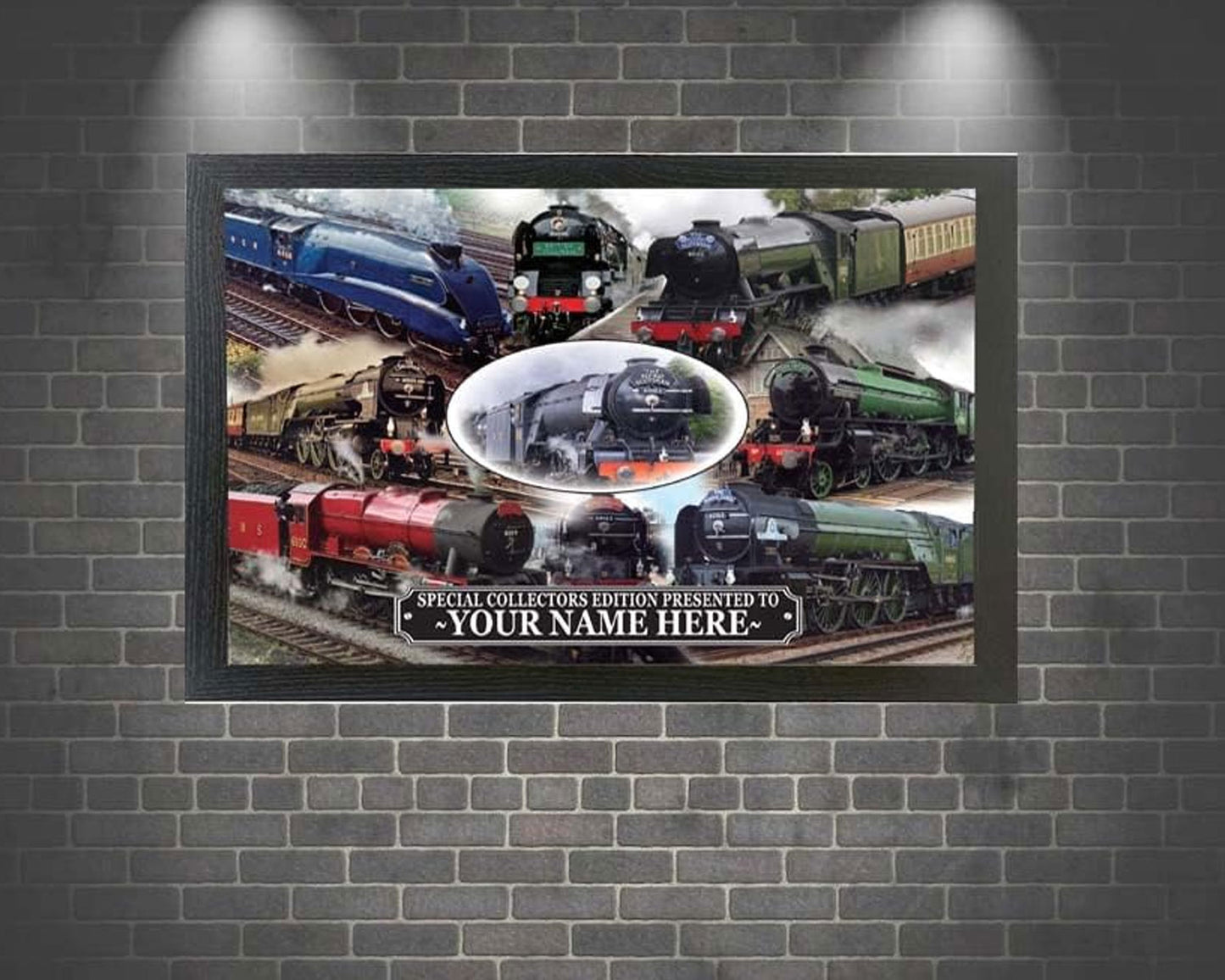 Classic Iconic Steam Locomotive Trains Personalised Framed Wall Hanging Picture Gift