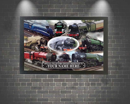 Classic Iconic Steam Locomotive Trains Personalised Framed Wall Hanging Picture Gift