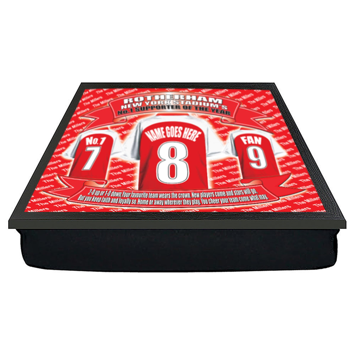 Rotherham Football Club Personalised Shirt Lap Tray And Mug Gift Set Personalised Gift Products