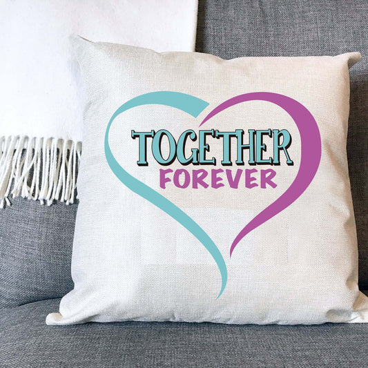 Together Forever Naturally Woven Linen Style Cushion Cover Pillow Gift Available in Choice of Five Colours Personalised Gift Products